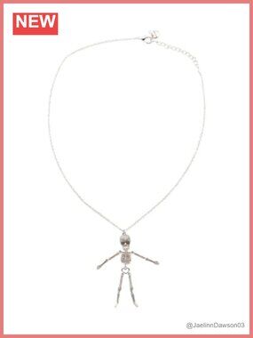 Crystal Skeleton Long Pendant Necklace 23 Inch with 3 Inch Extender